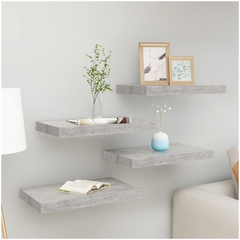 Scaffali A Parete 4 Pz Grigio Cemento 40x23x3,8 Cm In Mdf - Foto 1