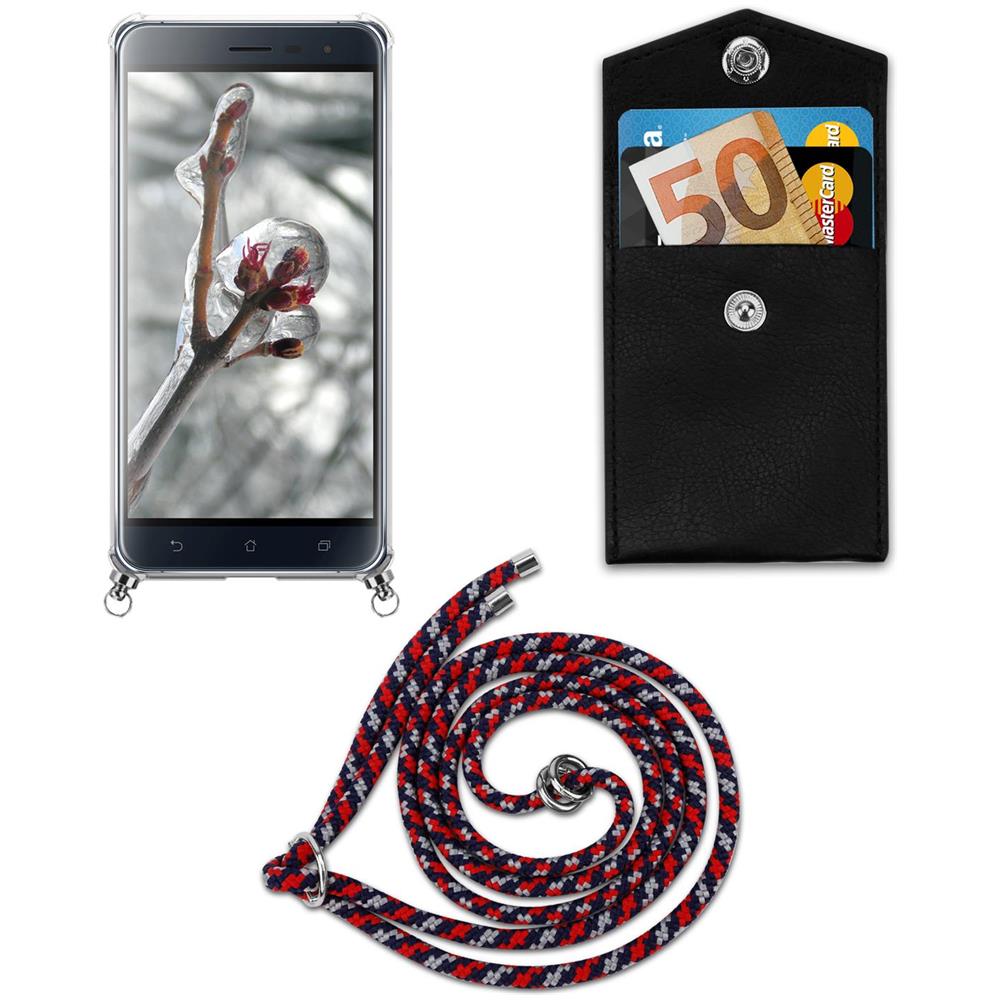 Catena Di Telefoni Cellulari Compatibile Con Asus Zenfone 3 (5,2"" Zoll) In Rosso Blu Bianco - Coperchio Protettivo In Silicone Con Anelli D'argento, Cinturino In Corda E Custodia Staccabile - Foto 8