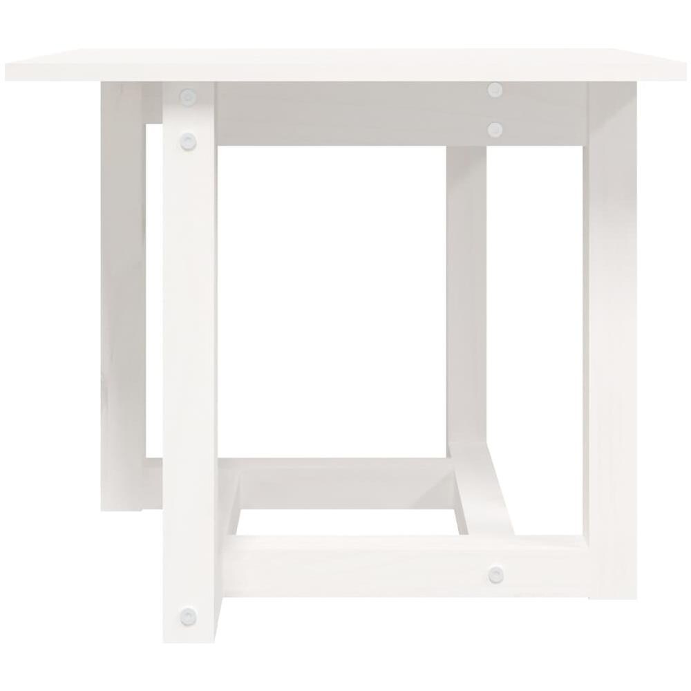 Tavolino da Salotto Bianco 50x50x45 cm Legno Massello di Pino - Foto 2
