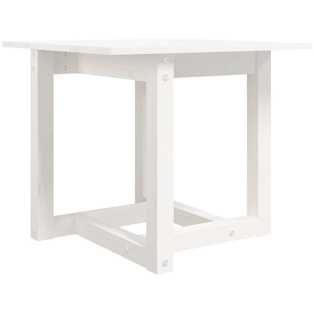 Tavolino da Salotto Bianco 50x50x45 cm Legno Massello di Pino - Foto 1