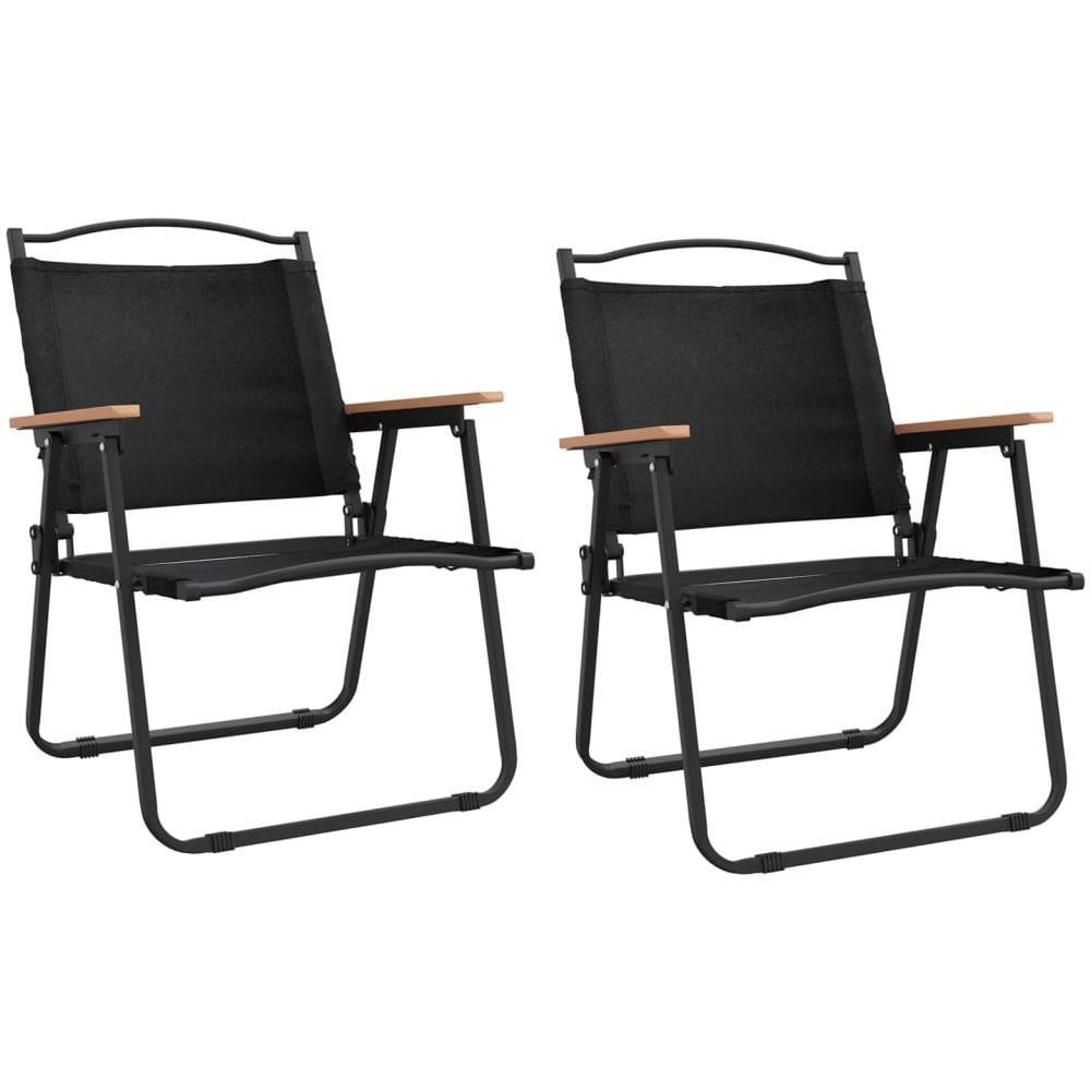 Sedie Da Campeggio 2 Pz Neri 54x55x78 Cm Tessuto Oxford - Foto 2