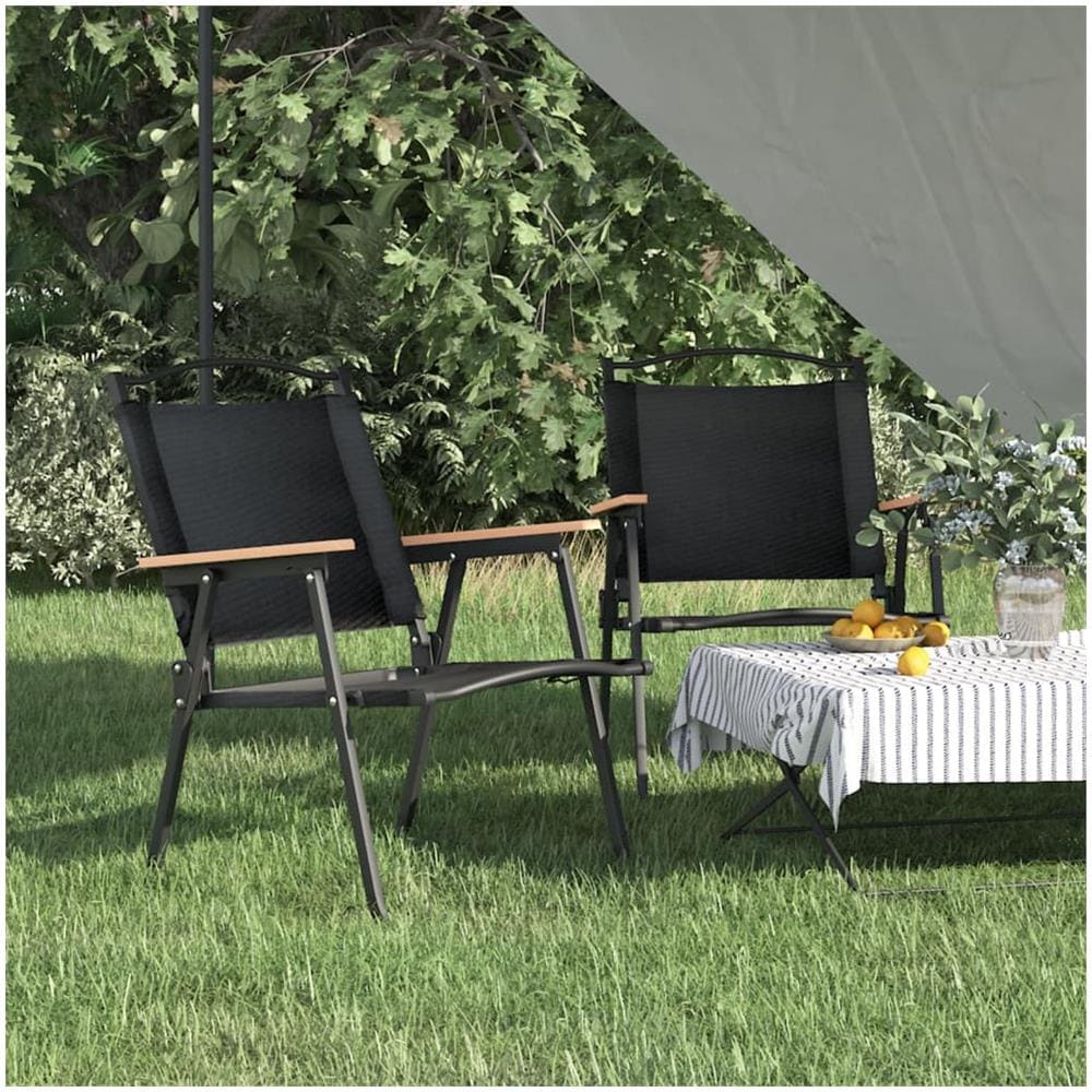 Sedie Da Campeggio 2 Pz Neri 54x55x78 Cm Tessuto Oxford - Foto 1