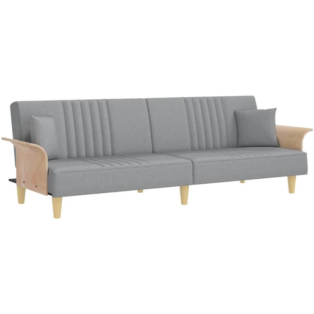 Divano Letto Con Braccioli Grigio Chiaro In Tessuto - Foto 1