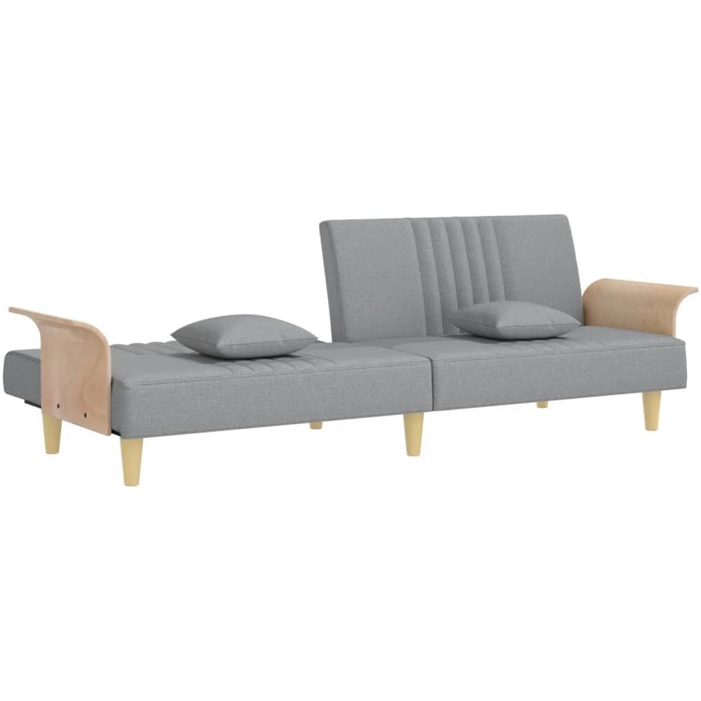 Divano Letto Con Braccioli Grigio Chiaro In Tessuto - Foto 10