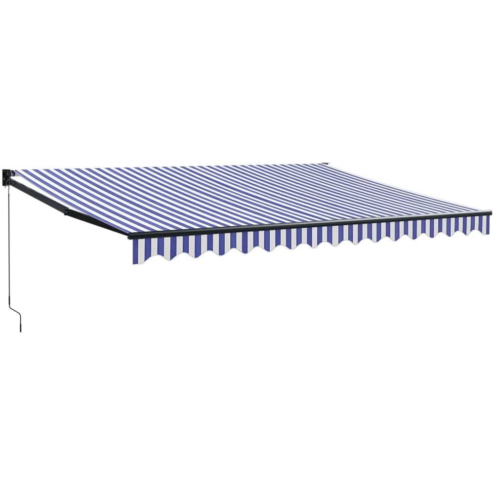 Tenda Sole Retrattile Blu E Bianca 4,5x3 M Tessuto E Alluminio - Foto 1