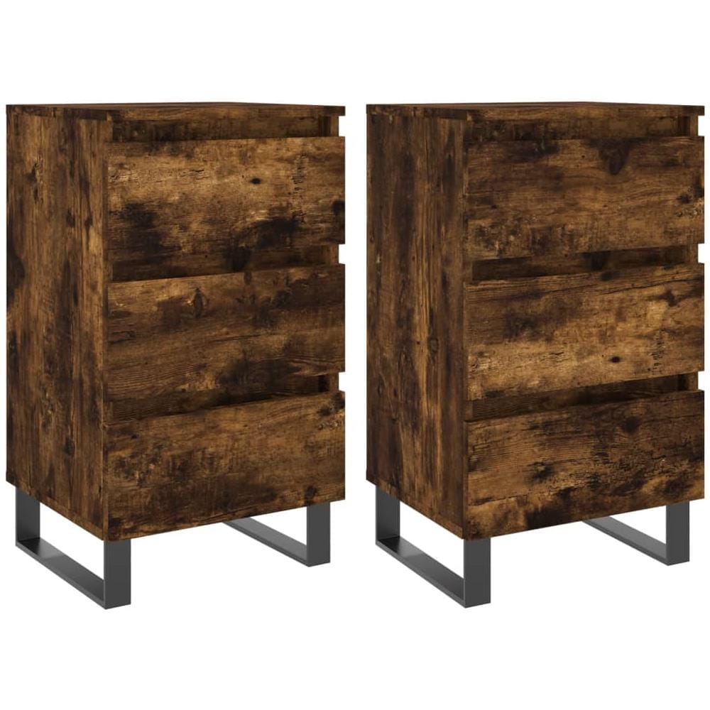 Comodini 2 Pz Rovere Fumo 40x35x69 Cm In Legno Multistrato - Foto 2
