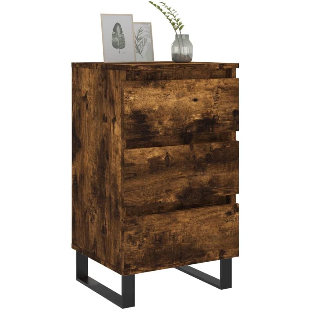 Comodini 2 Pz Rovere Fumo 40x35x69 Cm In Legno Multistrato - Foto 3