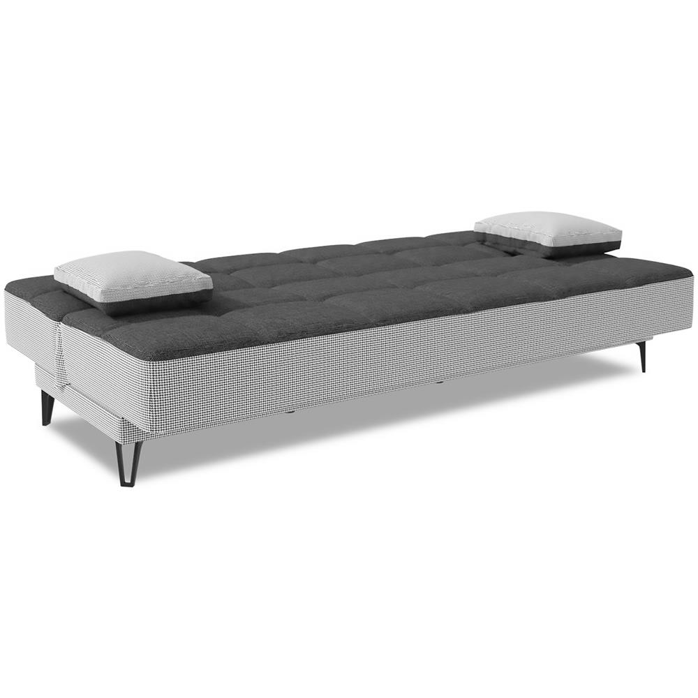 Divano Letto Jordi, Divano Letto A 3 Posti Con Piedini In Metallo Nero, Sofà Da Soggiorno In Tessuto Imbottito Con Apertura Click-clack, 190x87h97 Cm, Grigio - Foto 4