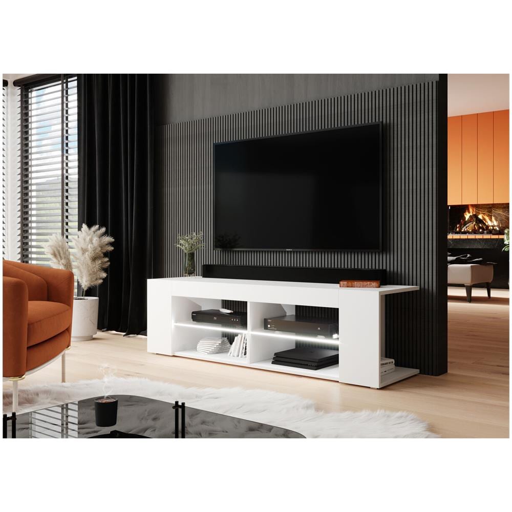 Tavolo Per Televisione Rtv Texas Bianco 134 X 40,5 X 40 Cm - Foto 2