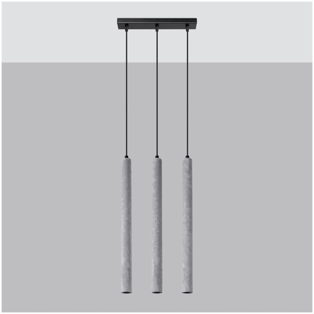 Lampada A Sospensione Pastelo 3l In Cemento Sl. 1272 - Moderno Lampade A Sospensione Grigio 110x30x3.5 Cm - Foto 2