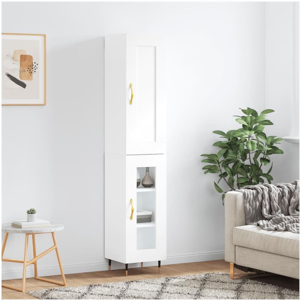 Credenza Bianca 34,5x34x180 Cm In Legno Multistrato - Foto 1