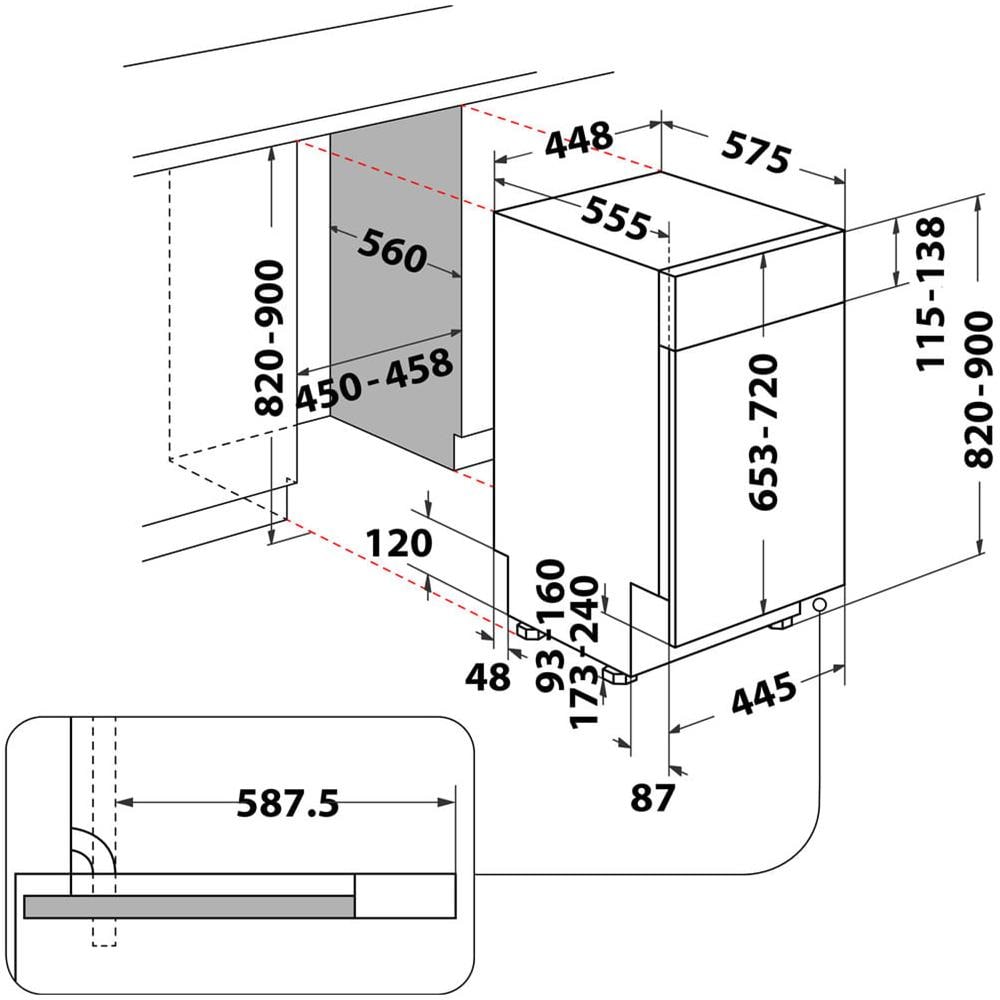 Lavastoviglie WSBC 3M27 X da Incasso con Frontalino a Vista Classe E Capacità 10 Coperti - Foto 11