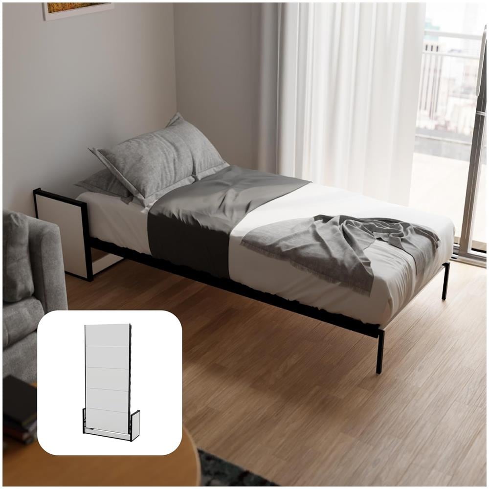 Letto A Scomparsa Studio Verticale 120x190 cm con Pistoni a Gas, Telaio Metallico Robusto, Capacità 300 kg, Ideale per Stanze Piccole o Monolocali, Salvaspazio, Materasso Non Incluso - Foto 1