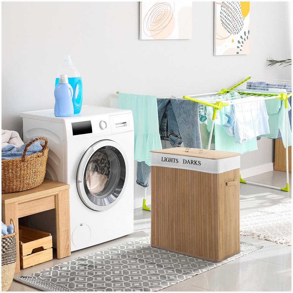 Cesta Portabiancheria con Coperchio e Fodera Rimovibile Dimensioni 52 x 32 x 63 cm - Foto 2