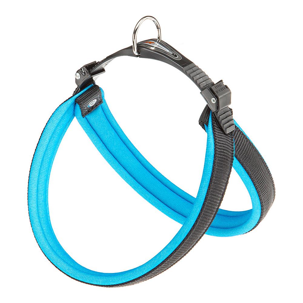 Pettorina Ergonomica Per Cani Agila Fluo 4, Ottima Vestibilità, Chiusura Con Laccetto, Soffice Imbottitura, A= b 42÷70 Cm 20 Mm Blu - Foto 1