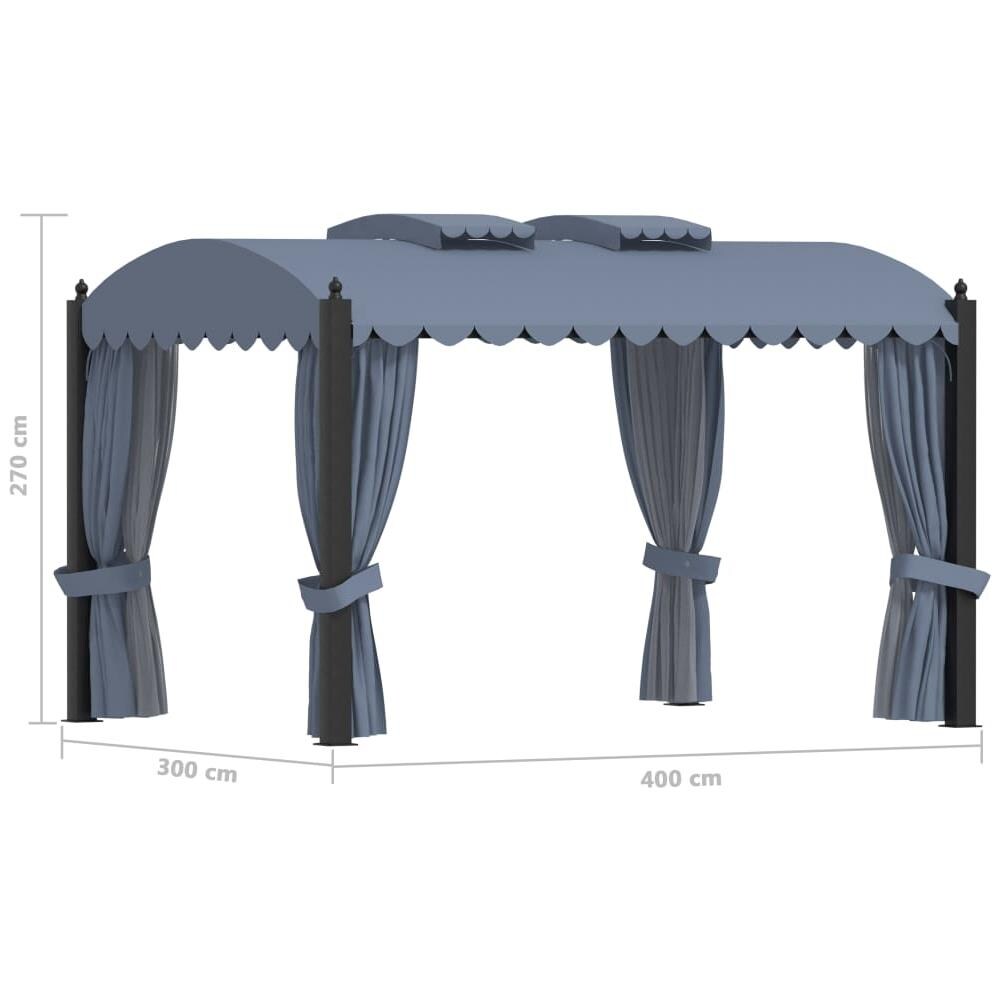 Gazebo Con Tende 3x4 Cm Antracite In Acciaio - Foto 15