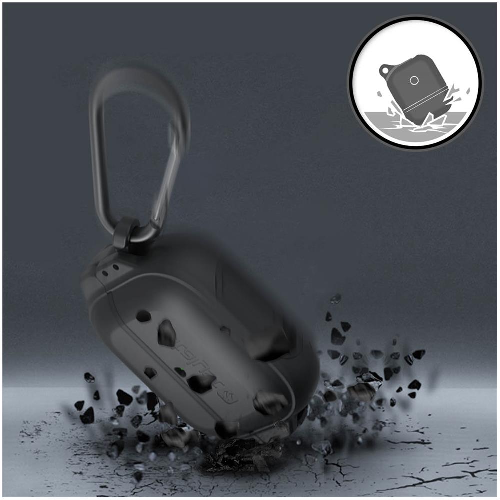 Cover Per Airpods Pro Protezione Totale Waterproof Sistema Di Blocco, Nero - Foto 2