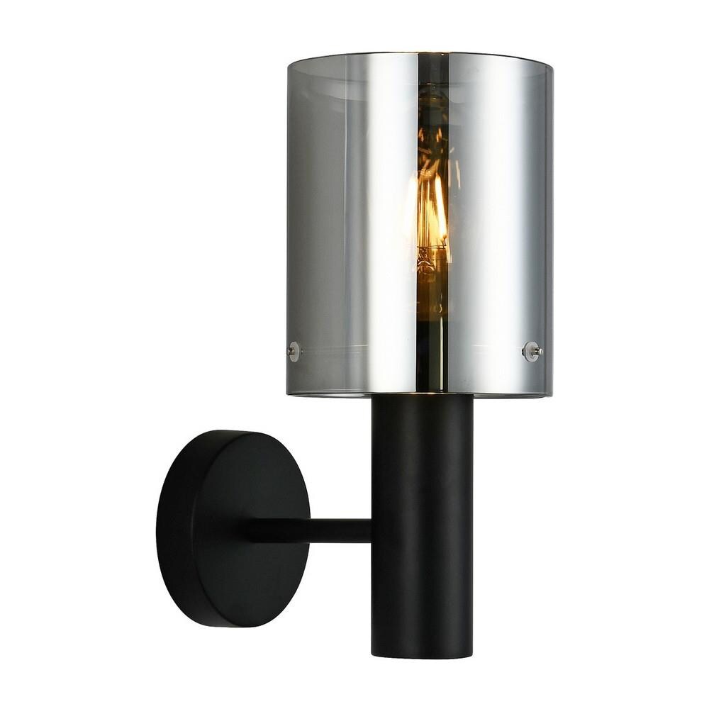 Applique Moderna Nera 1 Luce Con Paralume Fumè, Attacco E27 - Foto 1