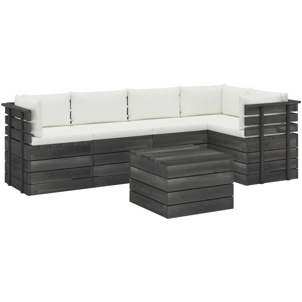 Set Salotto Da Giardino 6 Pezzi In Legno Di Abete - Divano Su Pallet Con Tavolo E Pouf Per Esterno - Foto 14