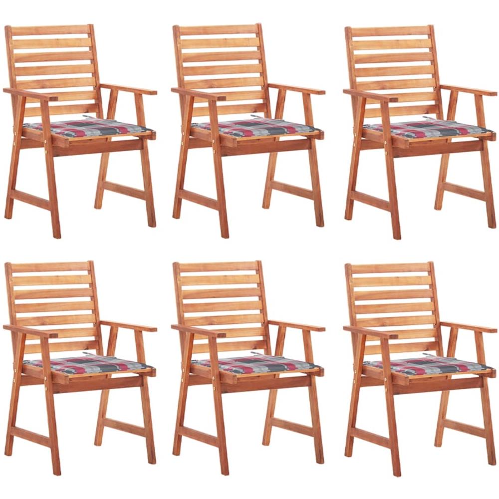 Sedie da Pranzo da Esterni con Cuscini 6 pz Massello di Acacia - Foto 1