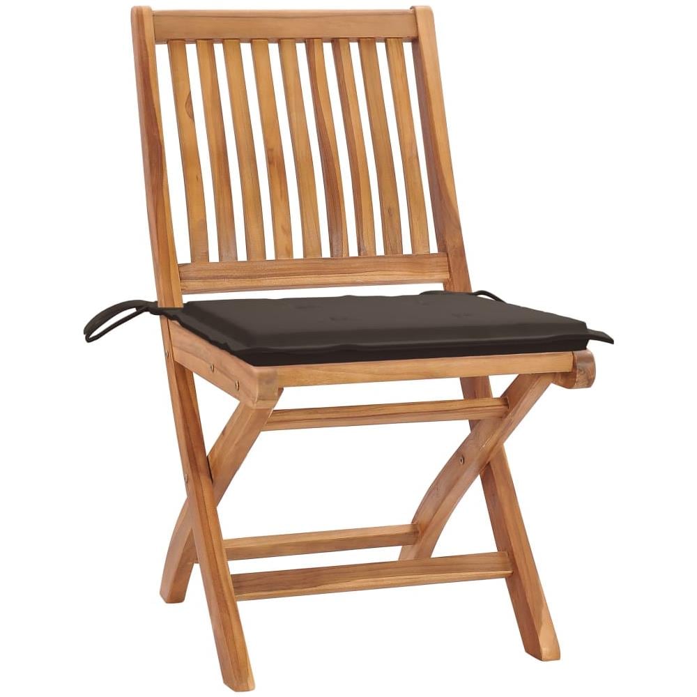 Sedie da Giardino Pieghevoli con Cuscini 4 pz Massello di Teak - Foto 2