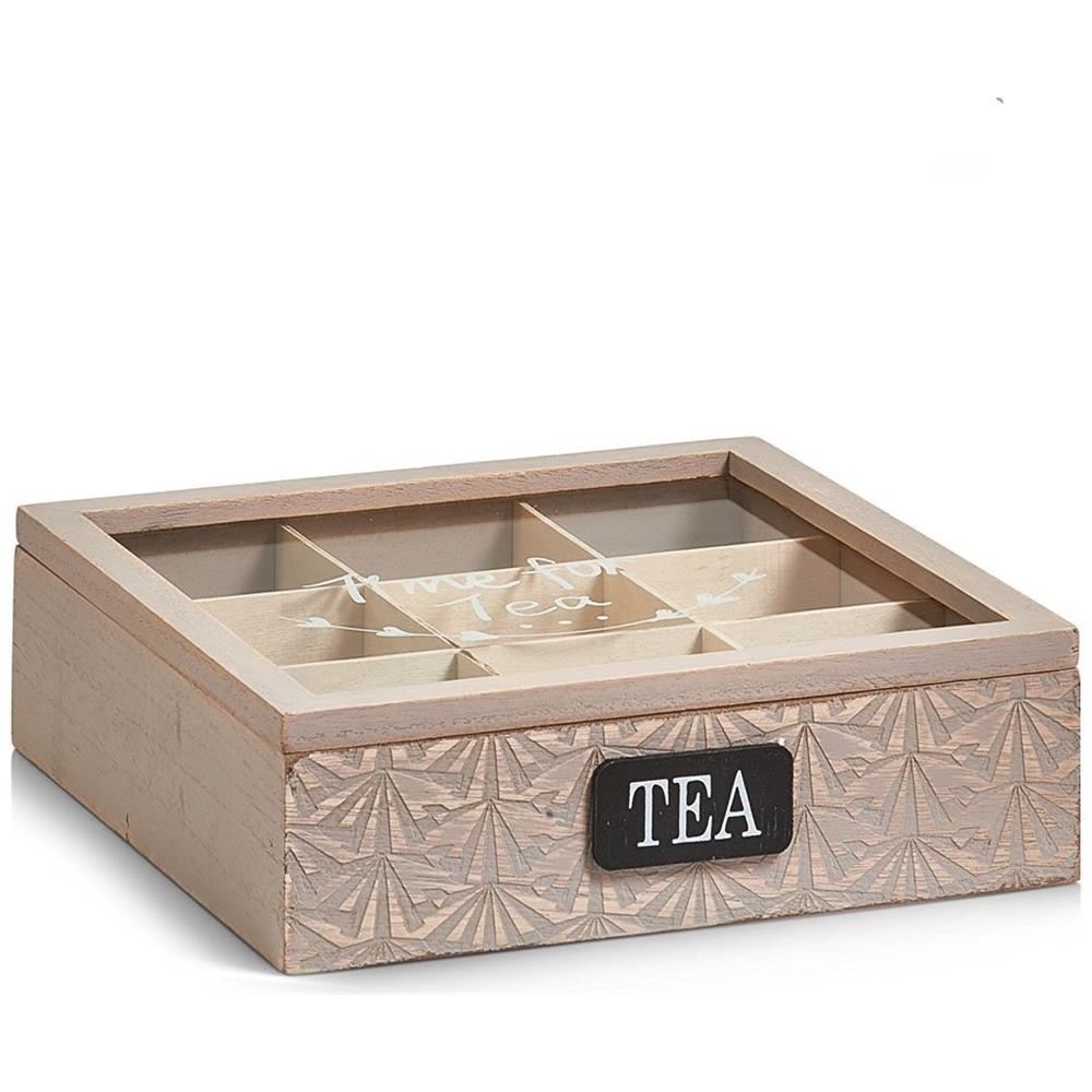 15115 Contenitore per Bustine di tè, Legno, Beige, 24x24x7 cm - Foto 2