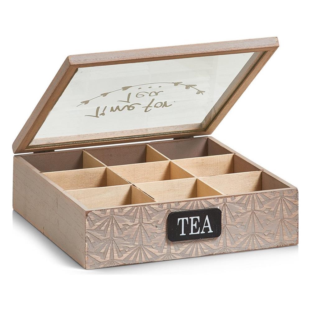 15115 Contenitore per Bustine di tè, Legno, Beige, 24x24x7 cm - Foto 4