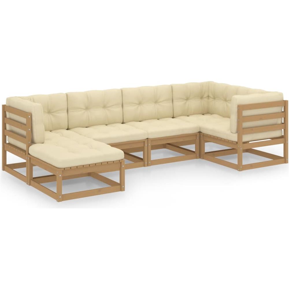 Set Divani Da Giardino 6 Pz Con Cuscini Legno Massello Di Pino - Foto 1