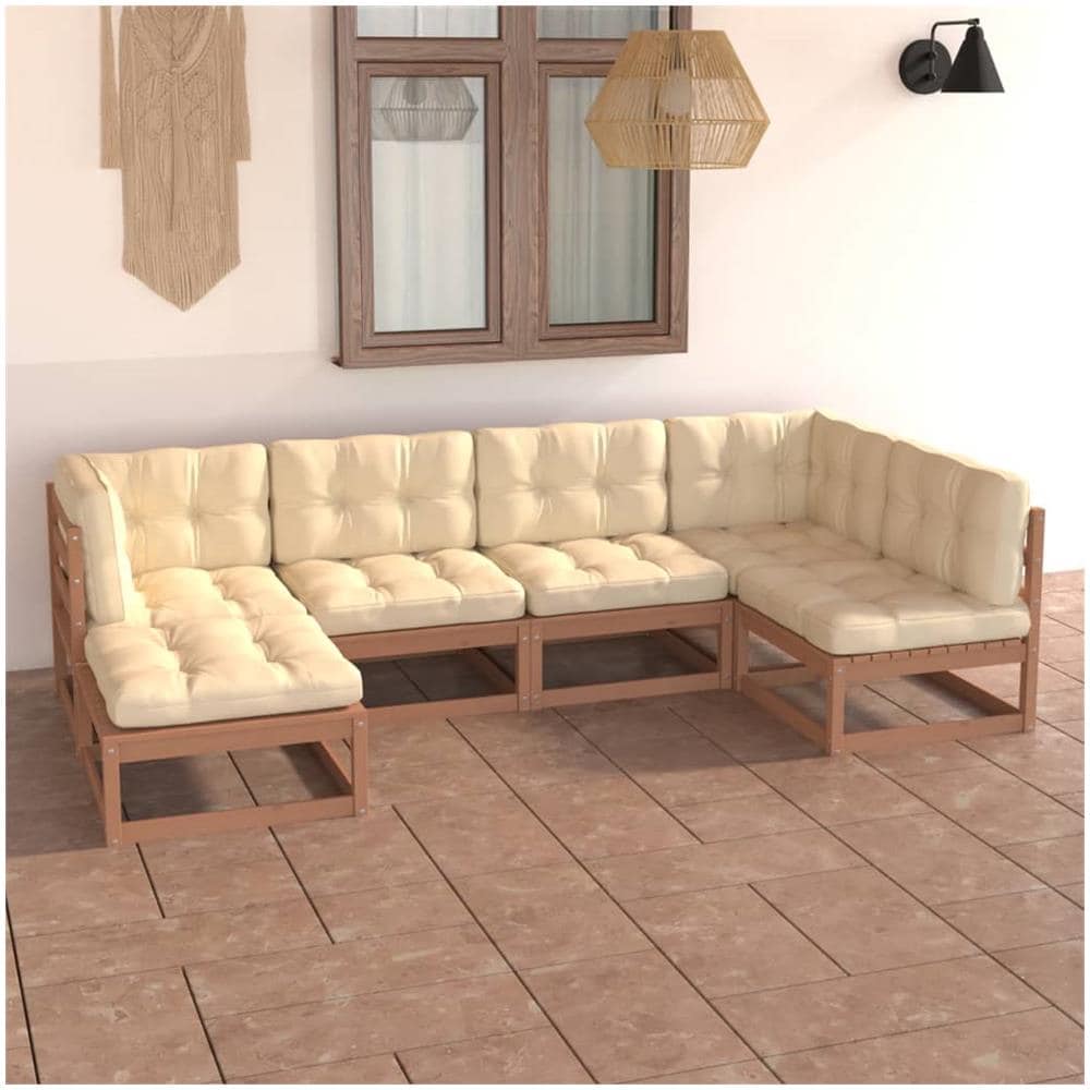 Set Divani Da Giardino 6 Pz Con Cuscini Legno Massello Di Pino - Foto 12