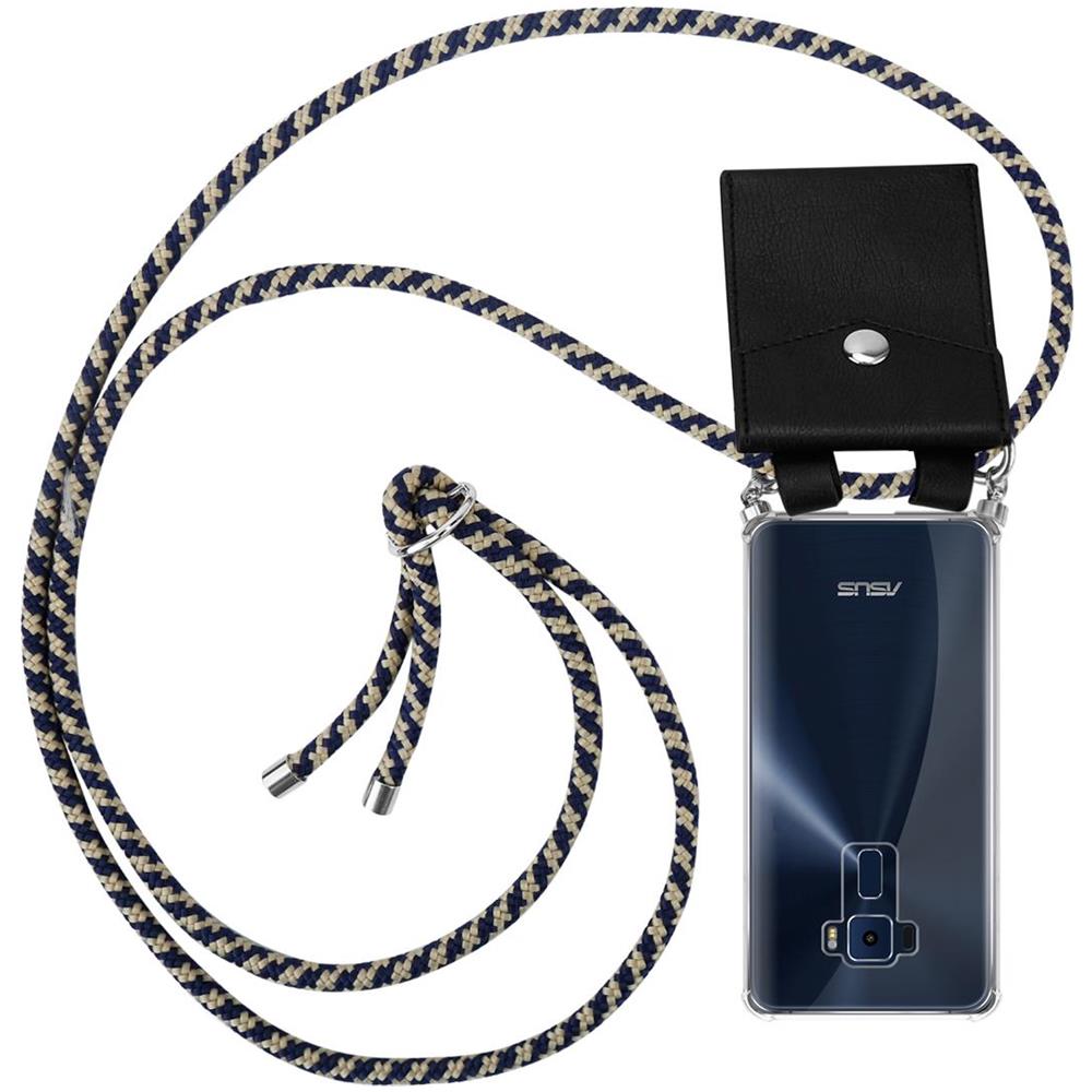 Catena Di Telefoni Cellulari Compatibile Con Asus Zenfone 3 (5,2"" Zoll) In Blu Scuro Giallo - Coperchio Protettivo In Silicone Con Anelli D'argento, Cinturino In Corda E Custodia Staccabile - Foto 1