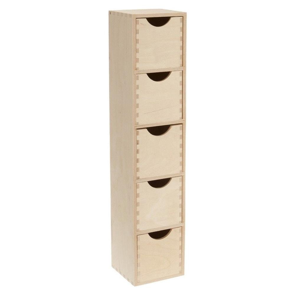 Contenitore Sciocchezze, 5 Cassetti, Legno, 60x13x12 Cm, - Foto 2