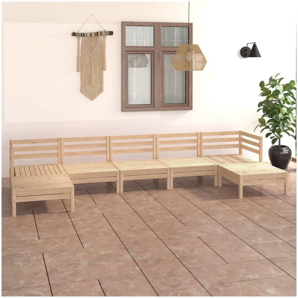 Set Salotto da Giardino 7 pz in Legno Massello di Pino - Foto 1