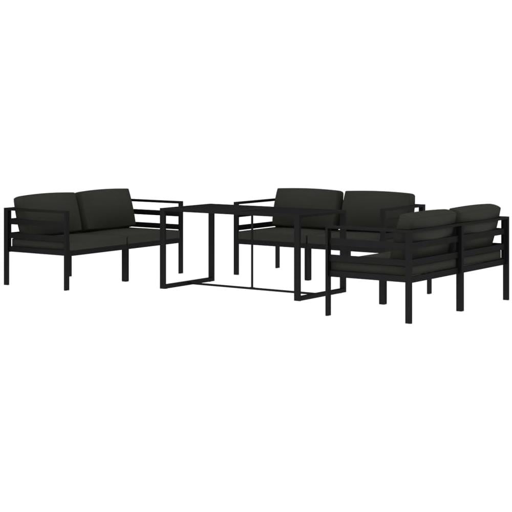 Set Divani Da Giardino 7 Pz Con Cuscini In Alluminio Antracite - Foto 2