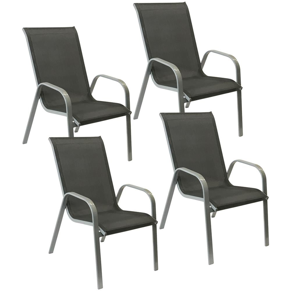 Set Di 4 Sedie Marbella In Textilene Grigio - Alluminio Grigio - Foto 1
