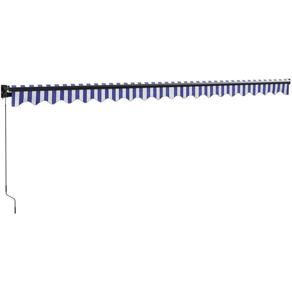 Tenda Da Sole Retrattile Blu E Bianca 5x3 M Tessuto E Alluminio - Foto 2