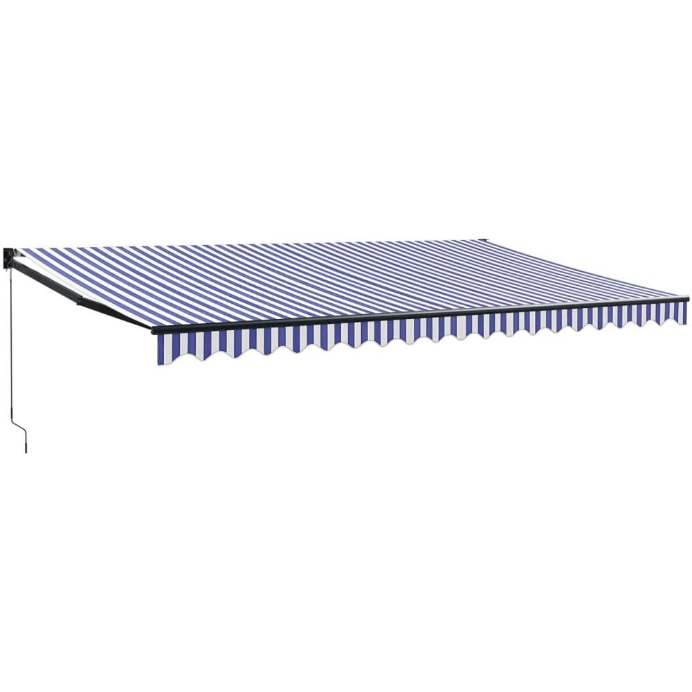 Tenda Da Sole Retrattile Blu E Bianca 5x3 M Tessuto E Alluminio - Foto 1