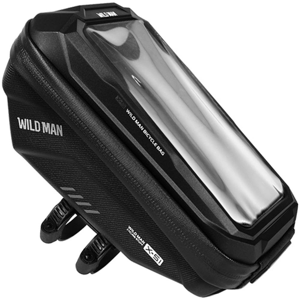 Wildman Borsa Da Telaio Bici 3 In 1 4L Impermeabile – Tasca Porta Smartphone E Borraccia, Adatta A MTB E Città, Nero