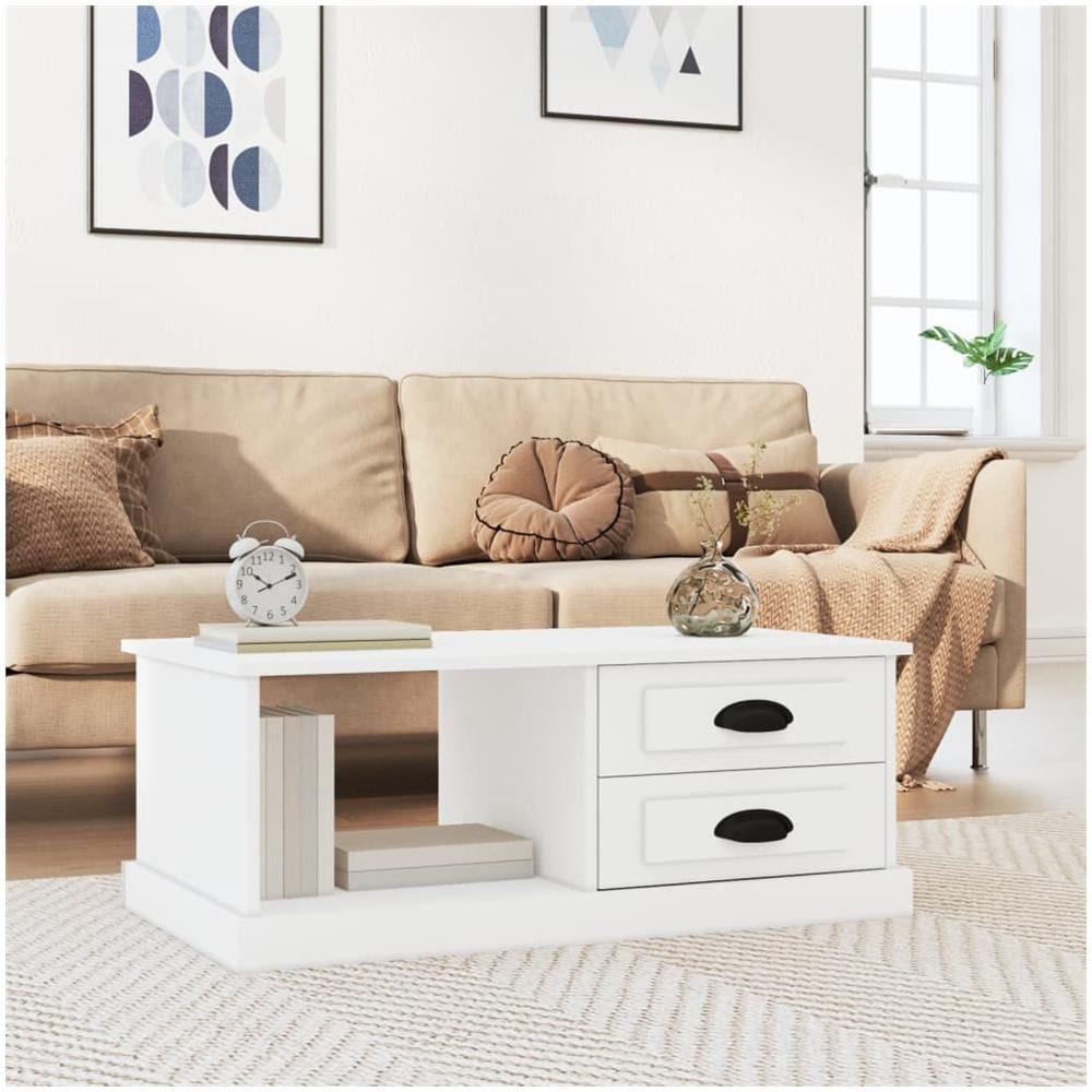 Tavolino Da Salotto Bianco 90x50x35 Cm In Legno Multistrato - Foto 1