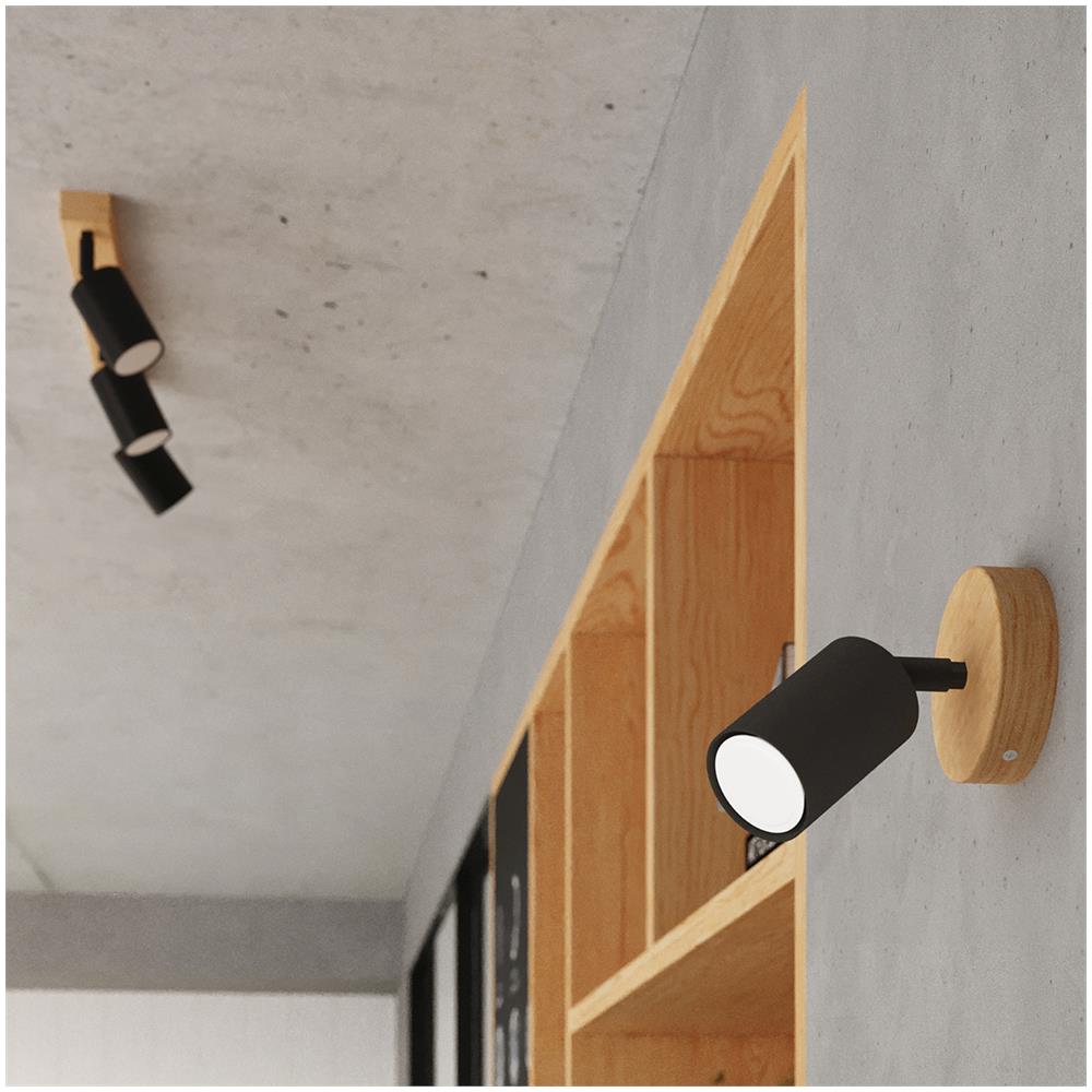 Lampada A Soffitto Verdo 2 Nero Sl. 1291 - Moderno Lampade Da Soffitto Legno Nero 17.5x46x30 Cm - Foto 7