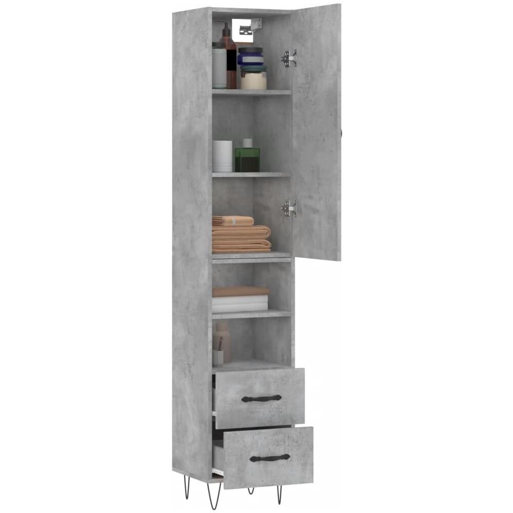 Credenza Grigio Cemento 34,5x34x180 Cm In Legno Multistrato - Foto 3