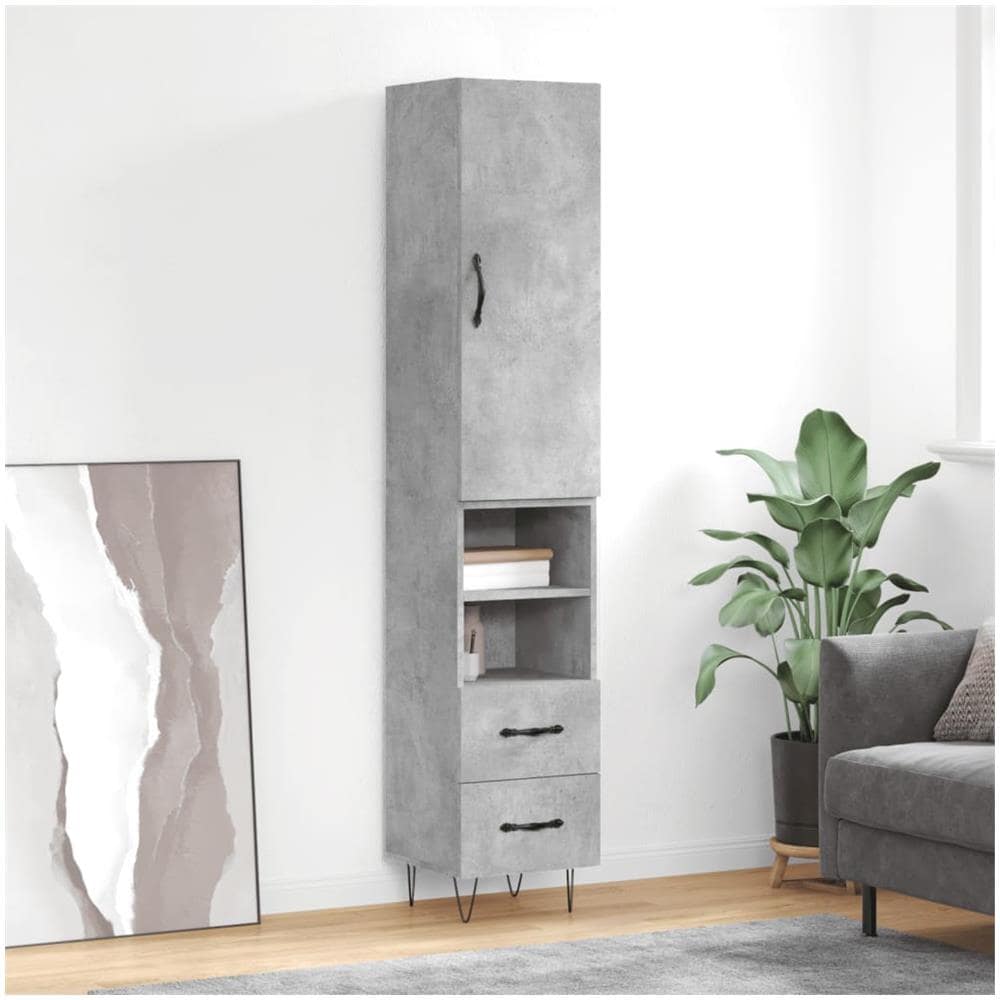 Credenza Grigio Cemento 34,5x34x180 Cm In Legno Multistrato - Foto 1