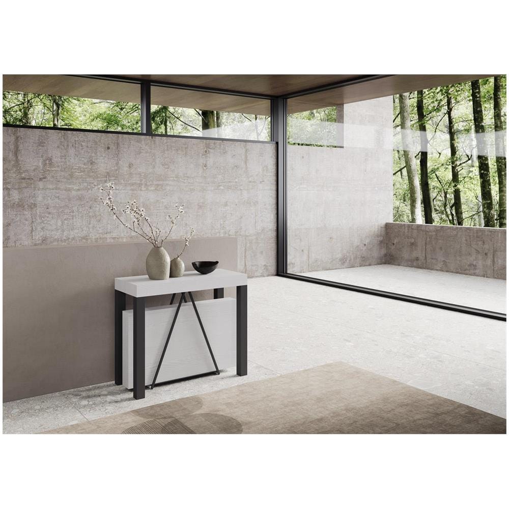 Consolle allungabile 90x40/196 cm Tiris Small bianco frassino telaio antracite - Foto 2