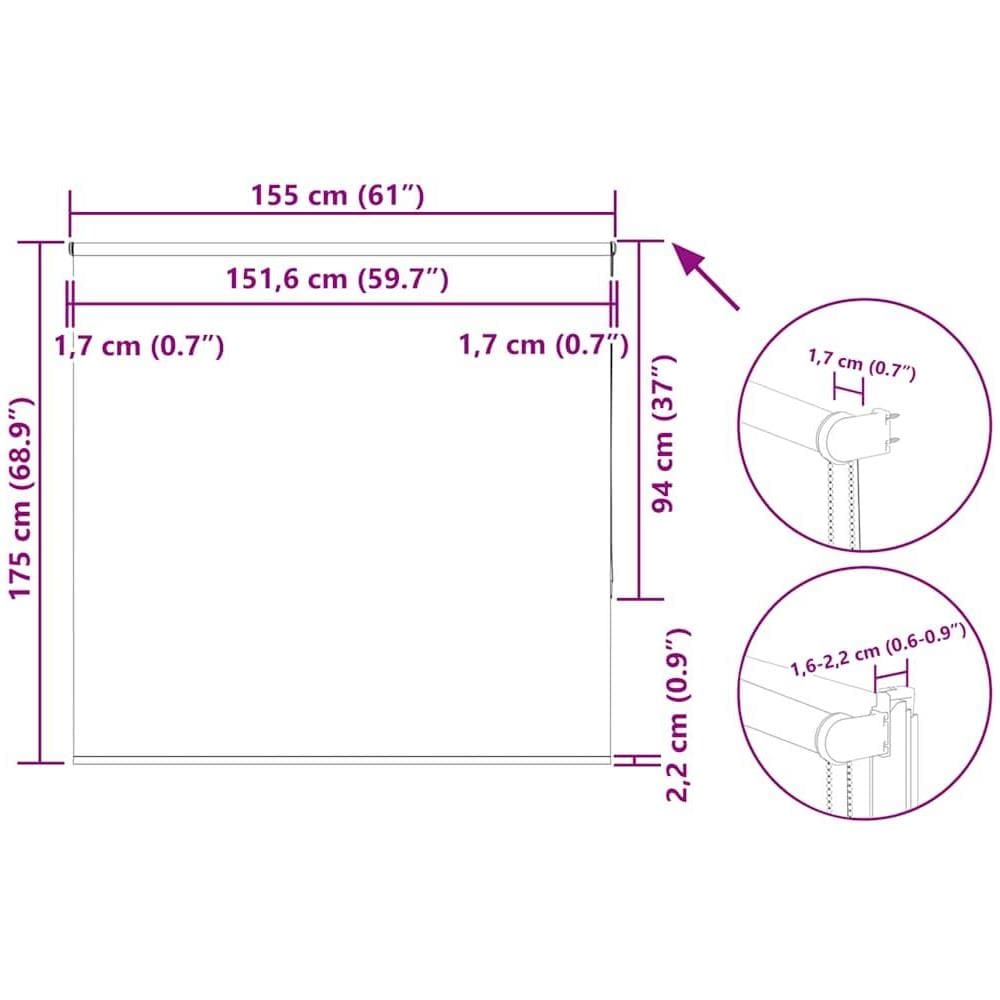 Tenda a Rullo Oscurante 155x175 cm Larghezza Tessuto 151,6 cm - Foto 10