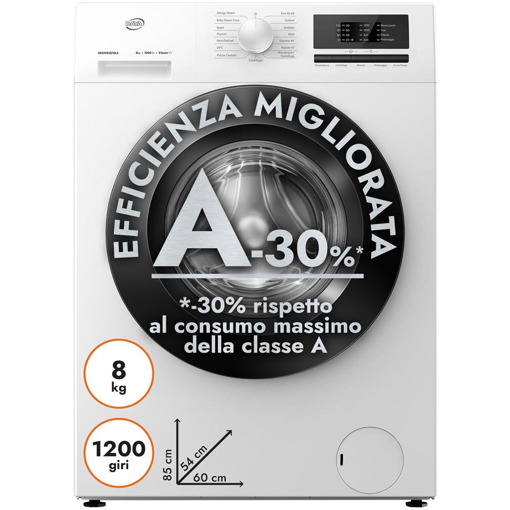 DHW812IVA3 Lavatrice 8 Kg Inverter | 1200 Giri | Classe A-30% - Foto 1