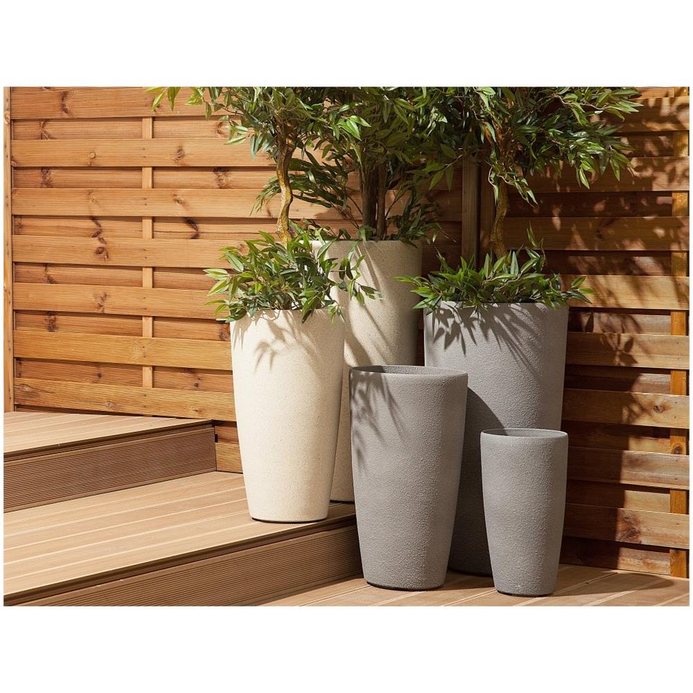 Vaso Da Fiori Moderno Tondo Grigio 31x31x58cm Abdera - Foto 1