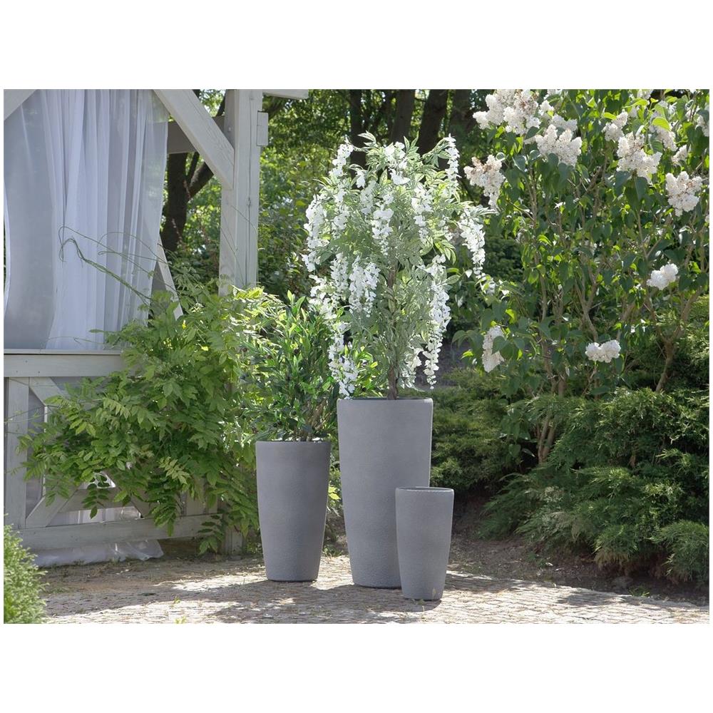 Vaso Da Fiori Moderno Tondo Grigio 31x31x58cm Abdera - Foto 2