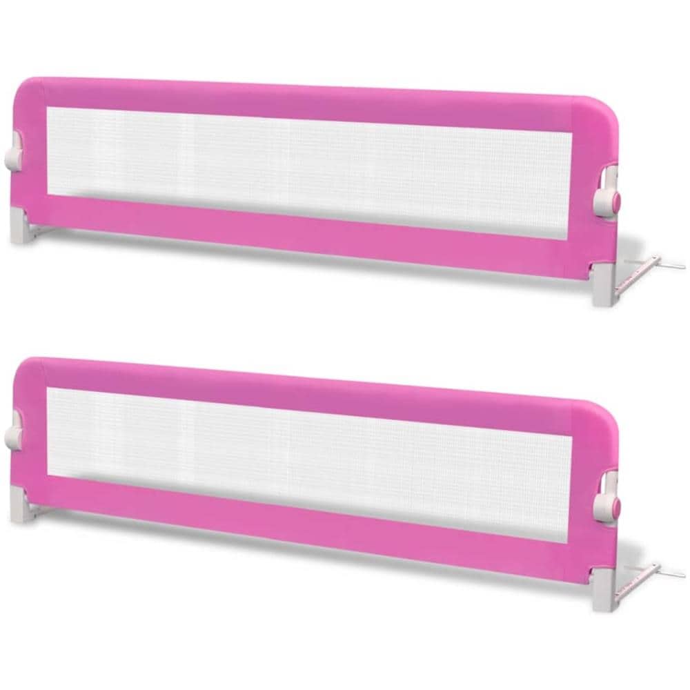 Sponde Letto Per La Sicurezza Dei Bambini 2 Pz Rosa 150x42 Cm - Foto 2