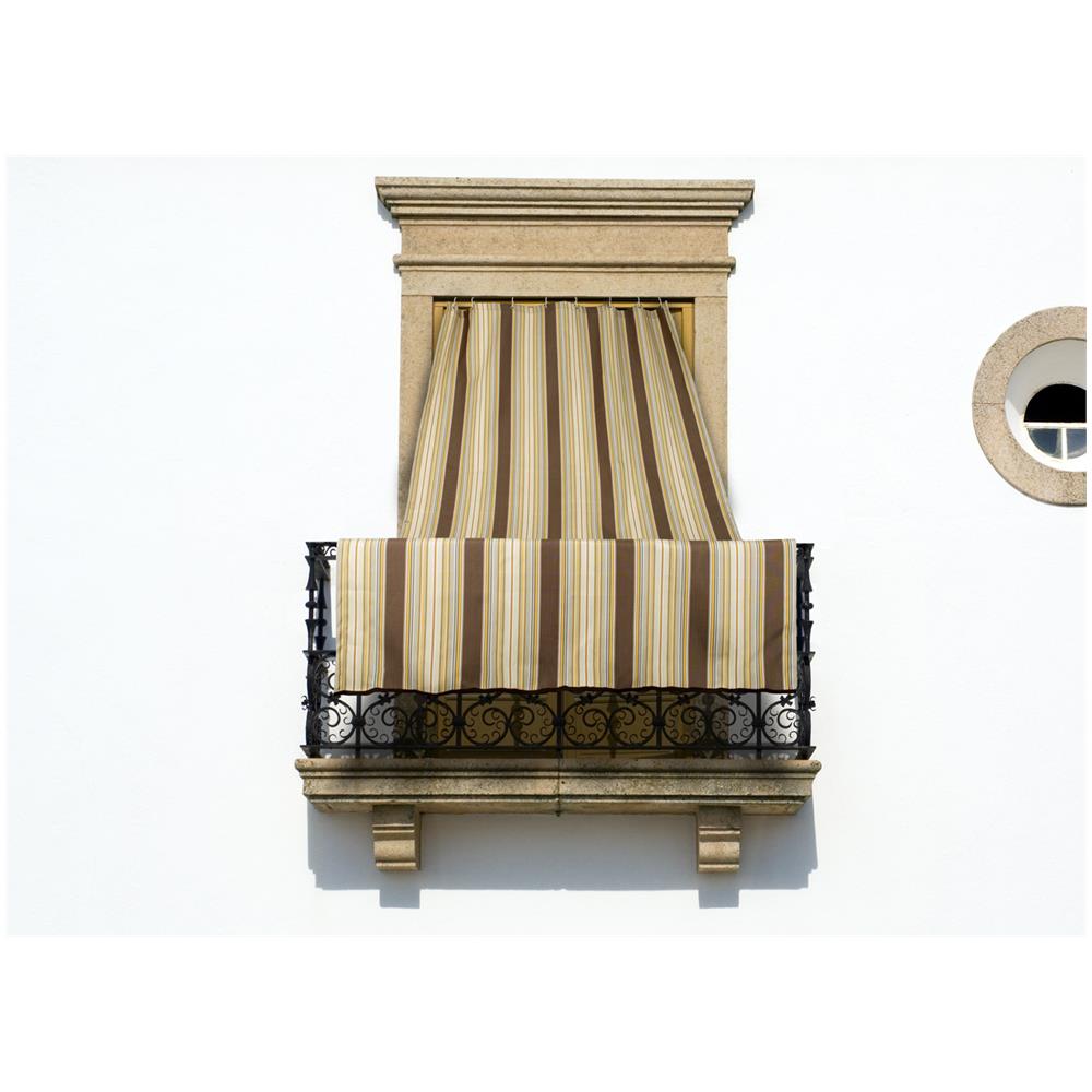 Tenda Da Sole A Caduta Per Esterno Balcone Casa Telo Ombra Modello Riga Fine 145x350 Marrone - Foto 1