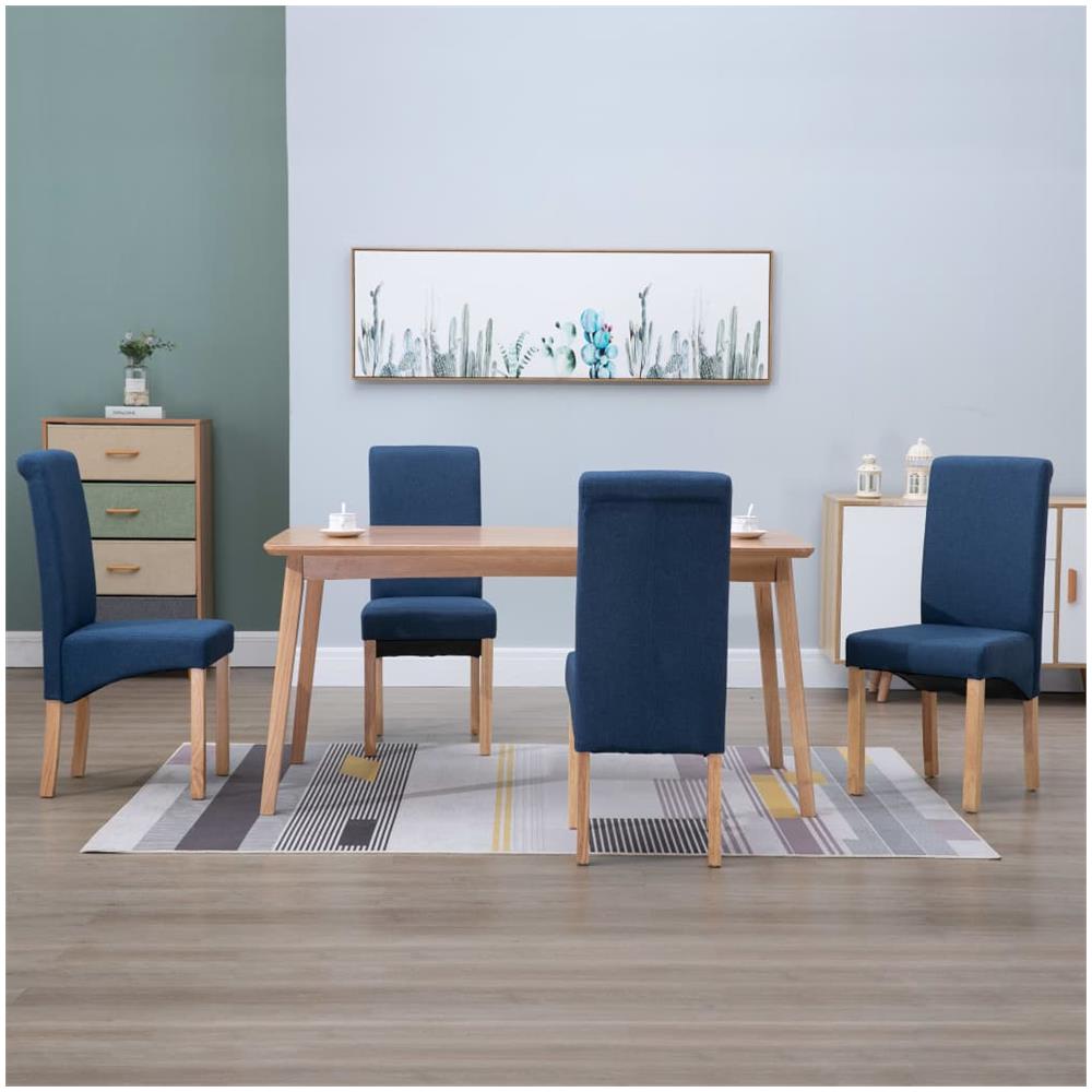 Sedie Da Pranzo 4 Pz Blu In Tessuto - Foto 1