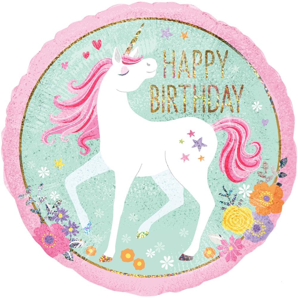 Amscan - Palloncino Alluminio Olografico Unicorno Magico - Foto 1